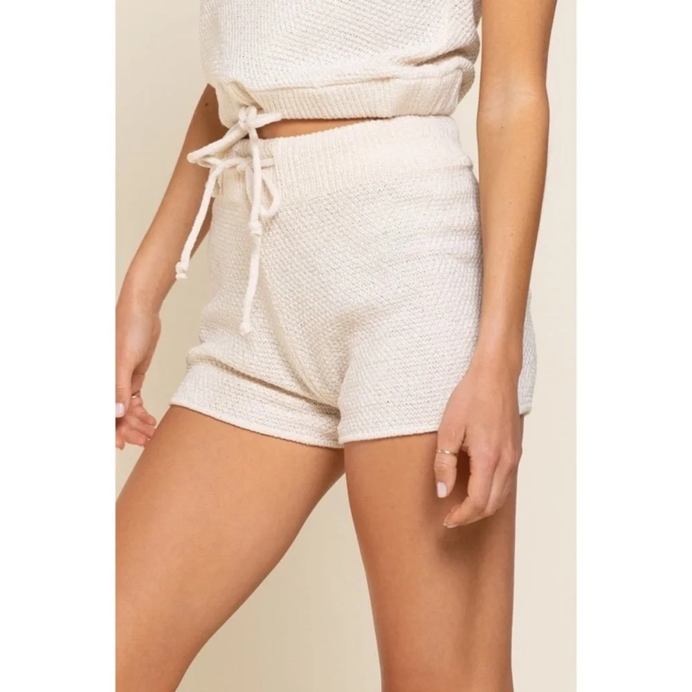 POL Beige Knit Drawstring Shorts